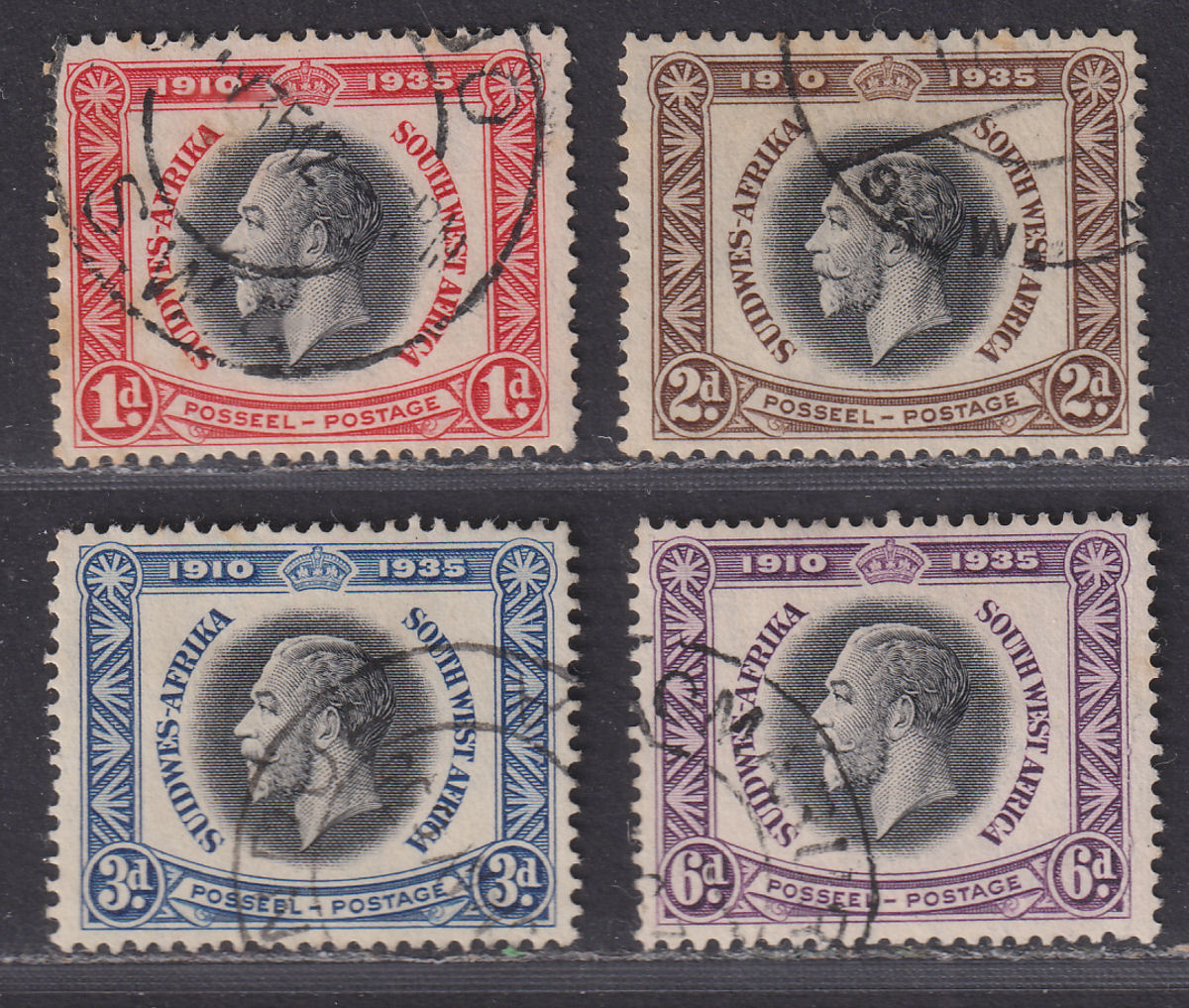 South West Africa 1935 KGV Silver Jubilee Set Used SG88-91 cat £42