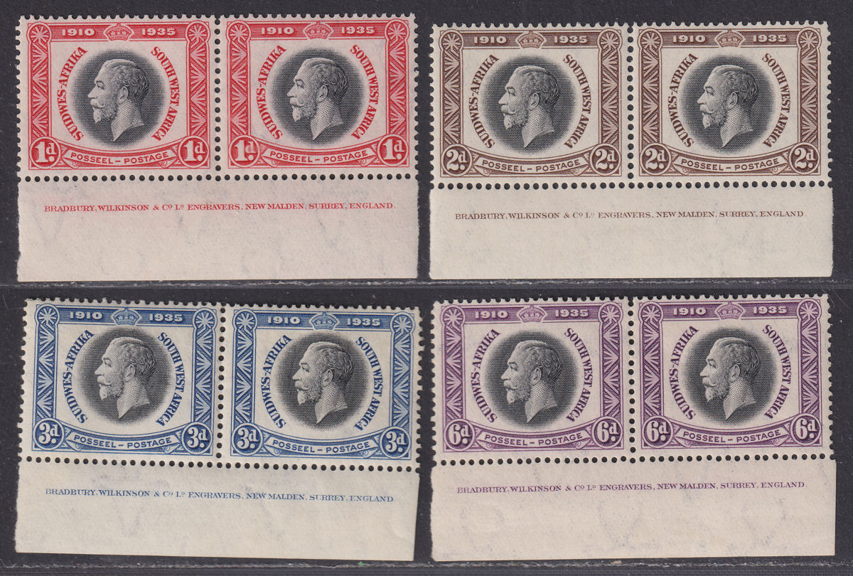 South West Africa 1935 KGV Silver Jubilee Imprint Pairs Set Mint SG88-91