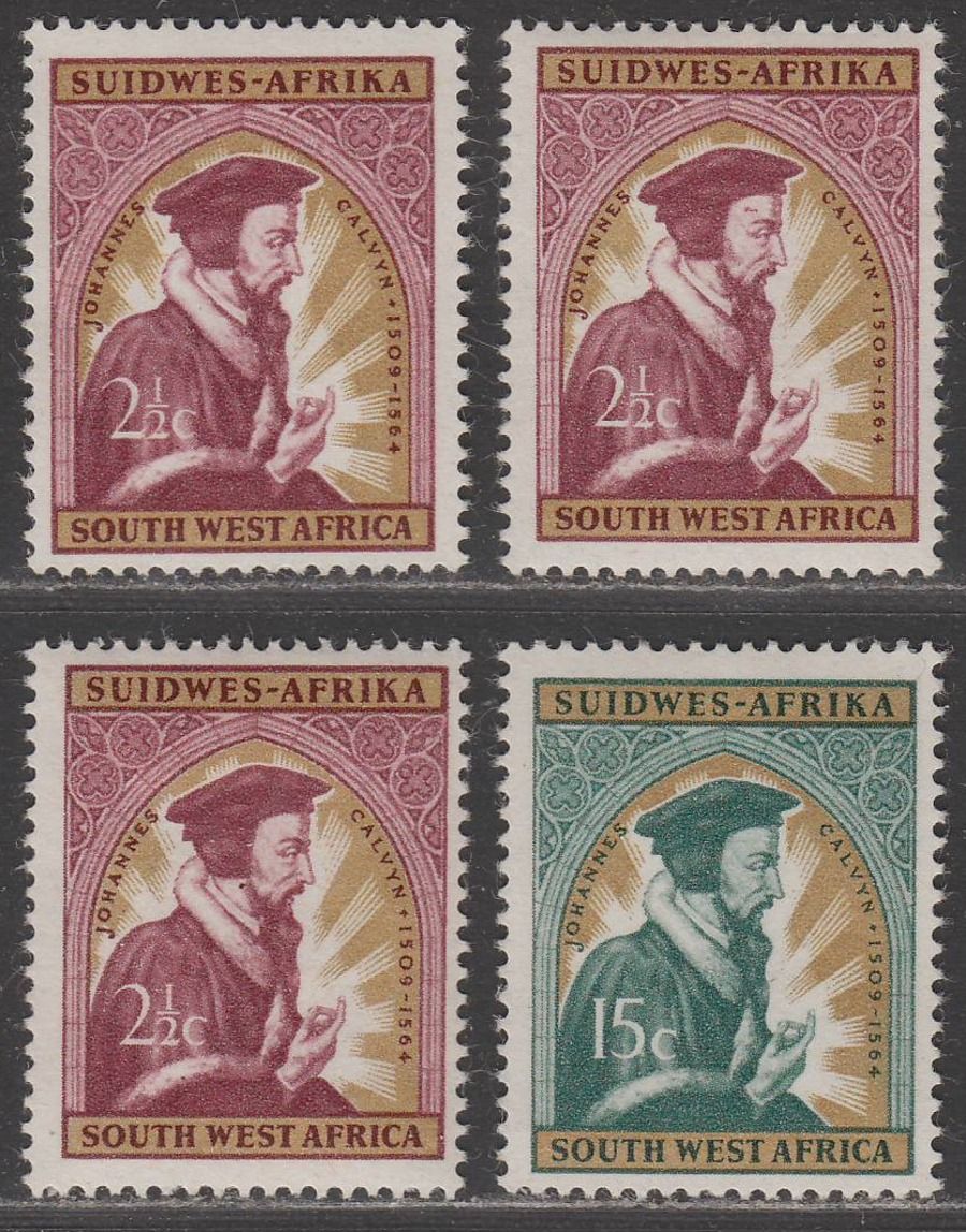 South West Africa 1964 Death Anniv of Calvin 2½c, 15c w Varieties Mint SG196-197