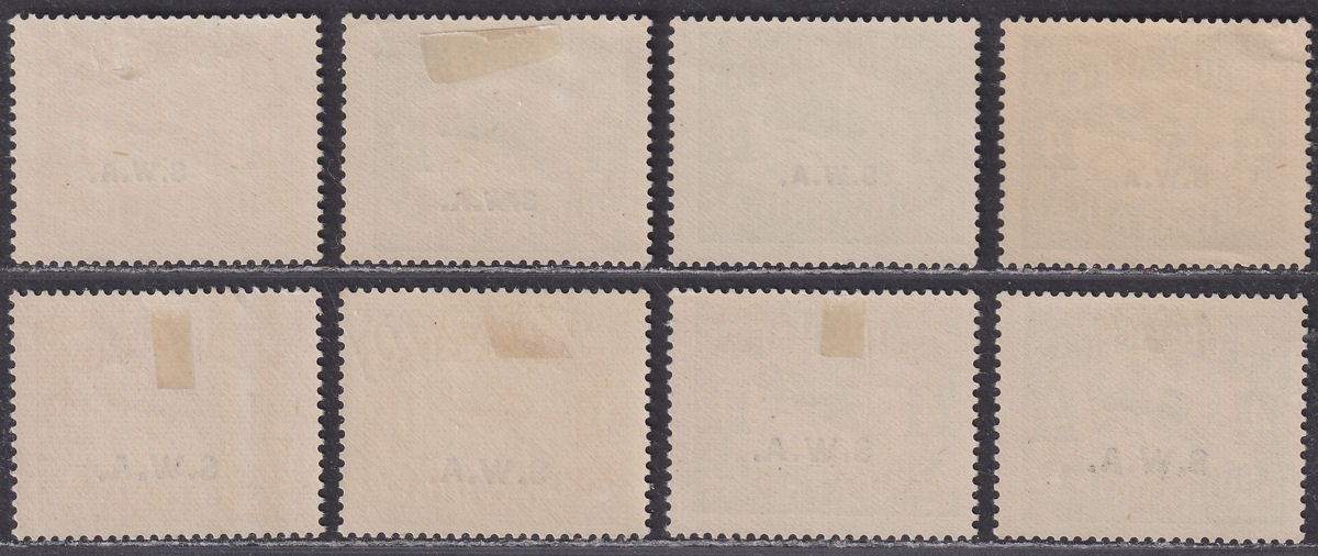 South West Africa 1930 KGV Airmail 4d Green, 1sh Orange Overprint Selection Mint