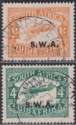 South West Africa 1930 KGV Airmail 4d Green, 1sh Orange Overprint Used SG72-73