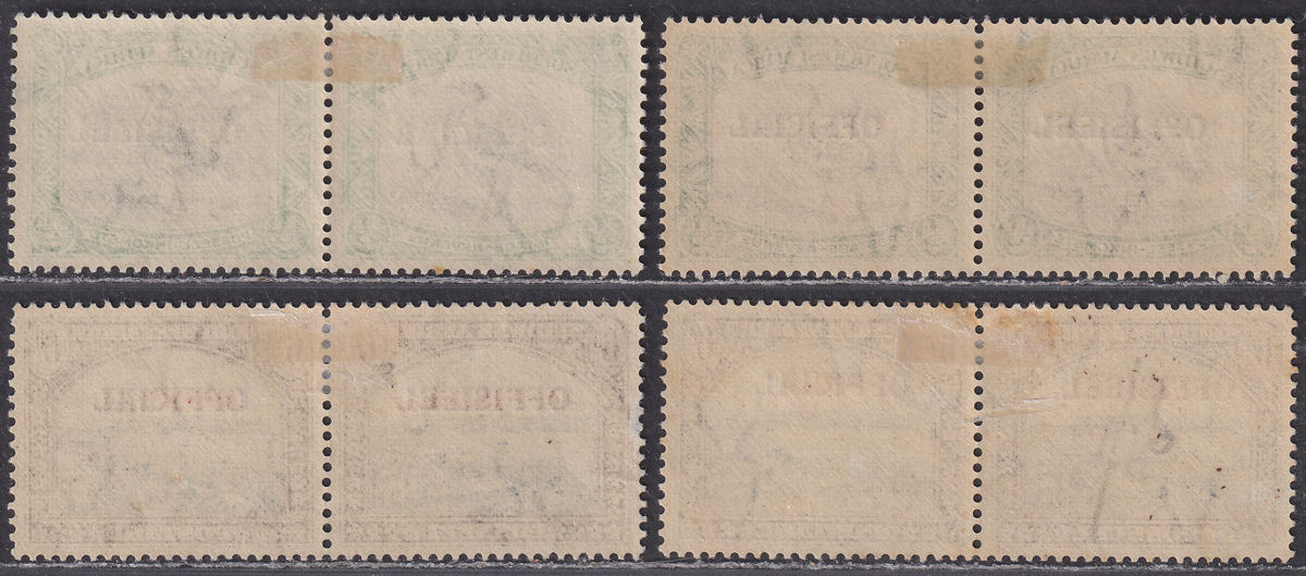 South West Africa 1945-50 KGVI Official Overprint ½d 6d Pairs Mint SG O18 SG O22