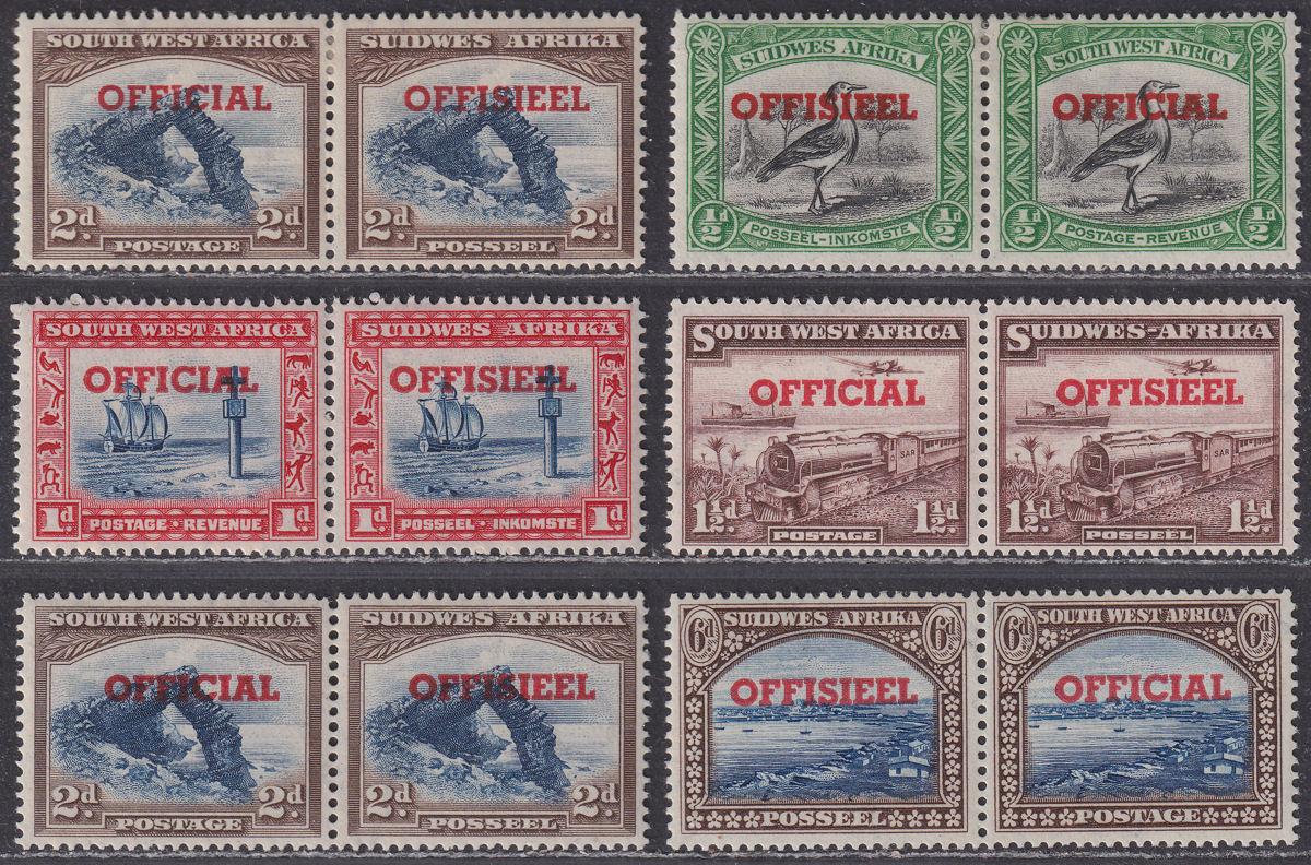 South West Africa 1952 KGVI Official Overprint Set Mint SG O28-O32 cat £75+