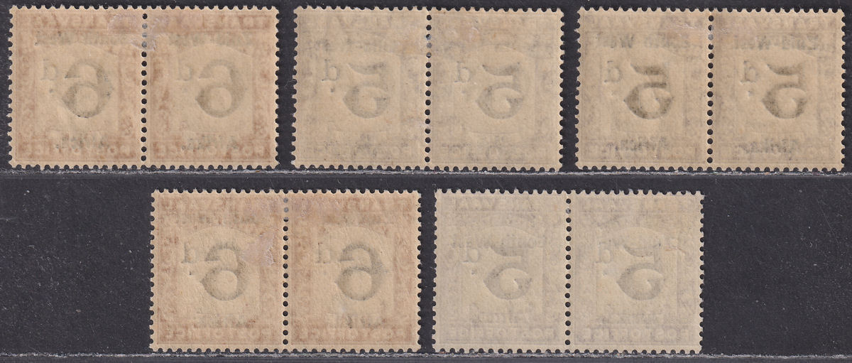South West Africa 1923 KGV Postage Due Transvaal Opt 5d, 6d Pairs Selection Mint