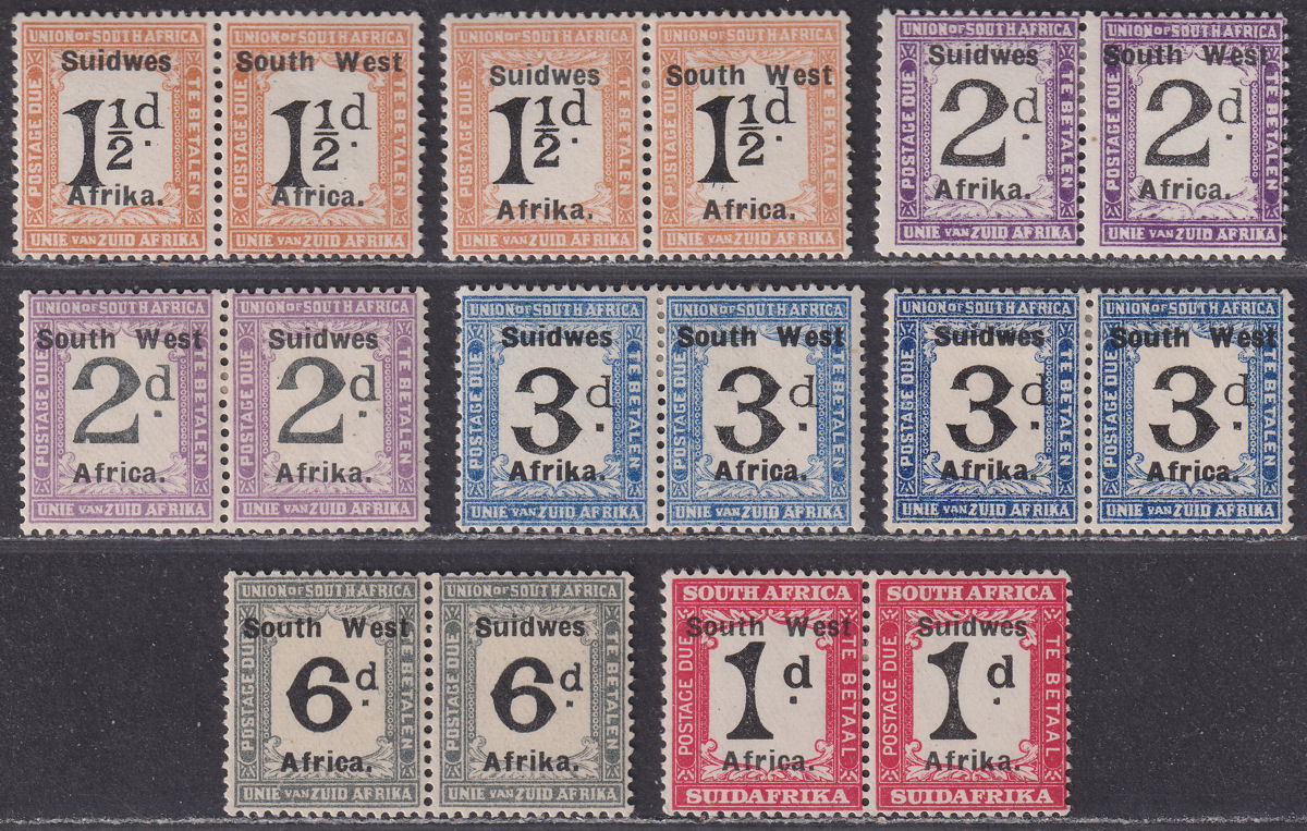 South West Africa 1927 KGV Postage Due Overprint Pairs Part Set Mint SG D34-D39