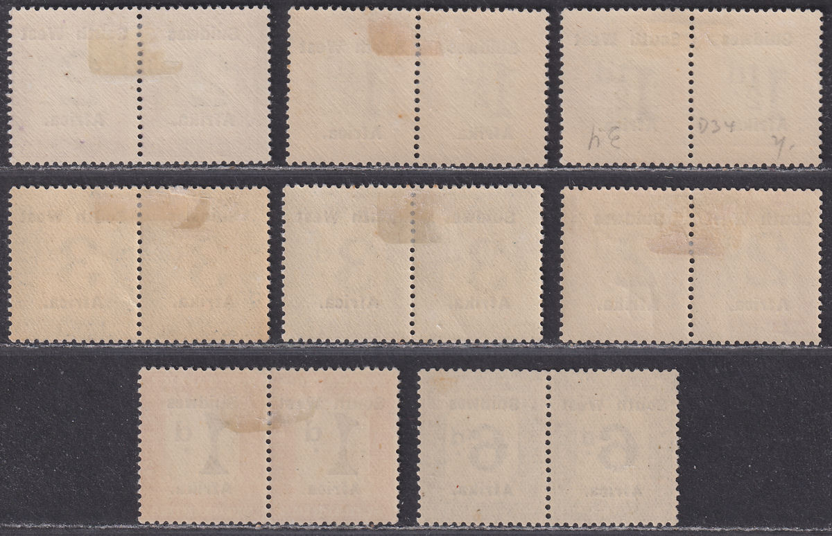 South West Africa 1927 KGV Postage Due Overprint Pairs Part Set Mint SG D34-D39