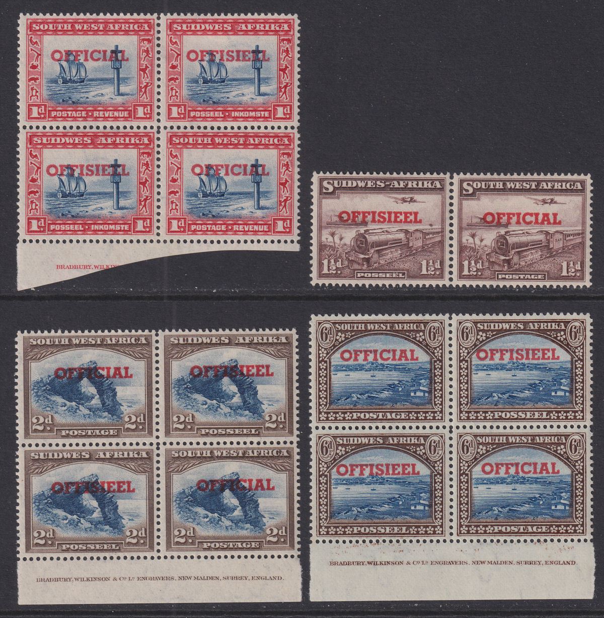 South West Africa 1951 KGVI Official Overprint Set Mint SG O24-O27 c £50+