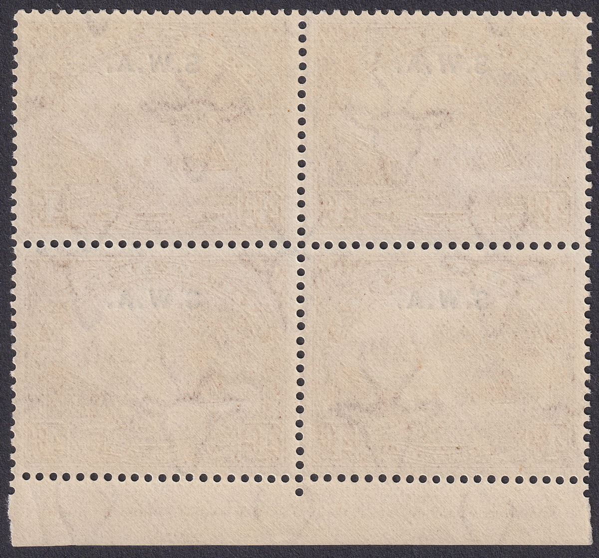 South West Africa 1928 KGV Overprint 4d Brown Imprint Block Mint SG62 cat £24+