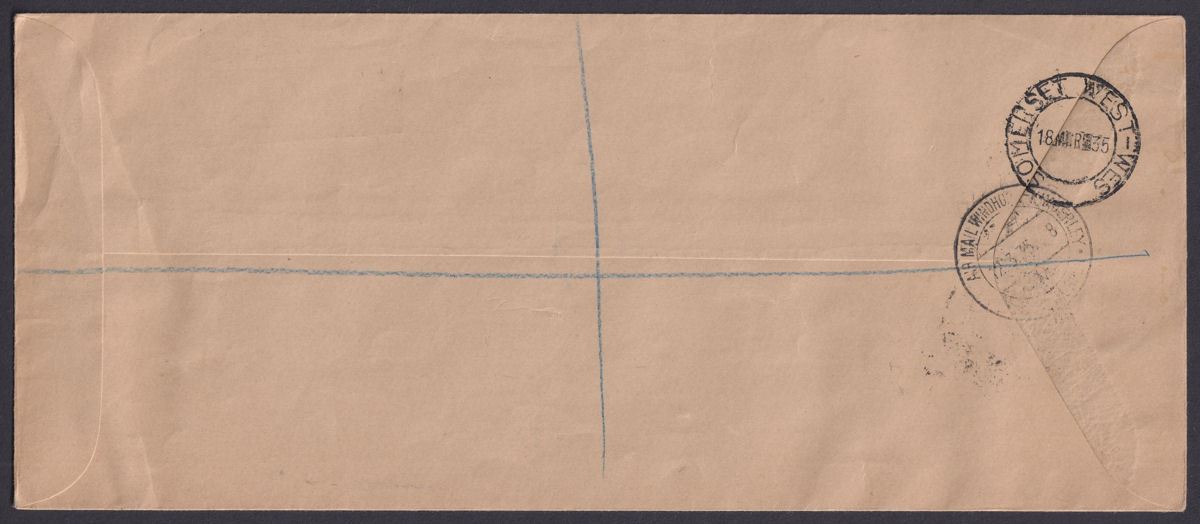 South West Africa 1935 KGV Airmail 3d x4 OHMS Cover Windhoek-Kimberley cat £80
