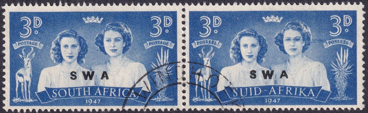 South West Africa 1947 KGVI Royal Visit 3d Pr Used Black-eyed Pincess Var SG136a