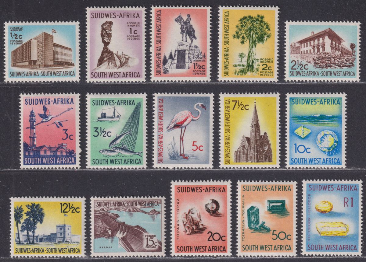 South West Africa 1961 QEII Definitives Set Mint SG171-185 cat £60