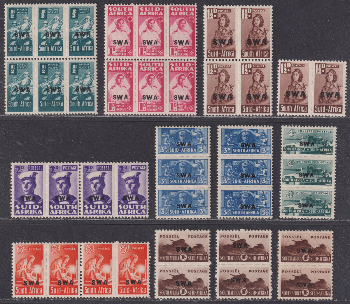 South West Africa 1943 KGVI War Effort Reduced Size Opt Set Mint SG123-130