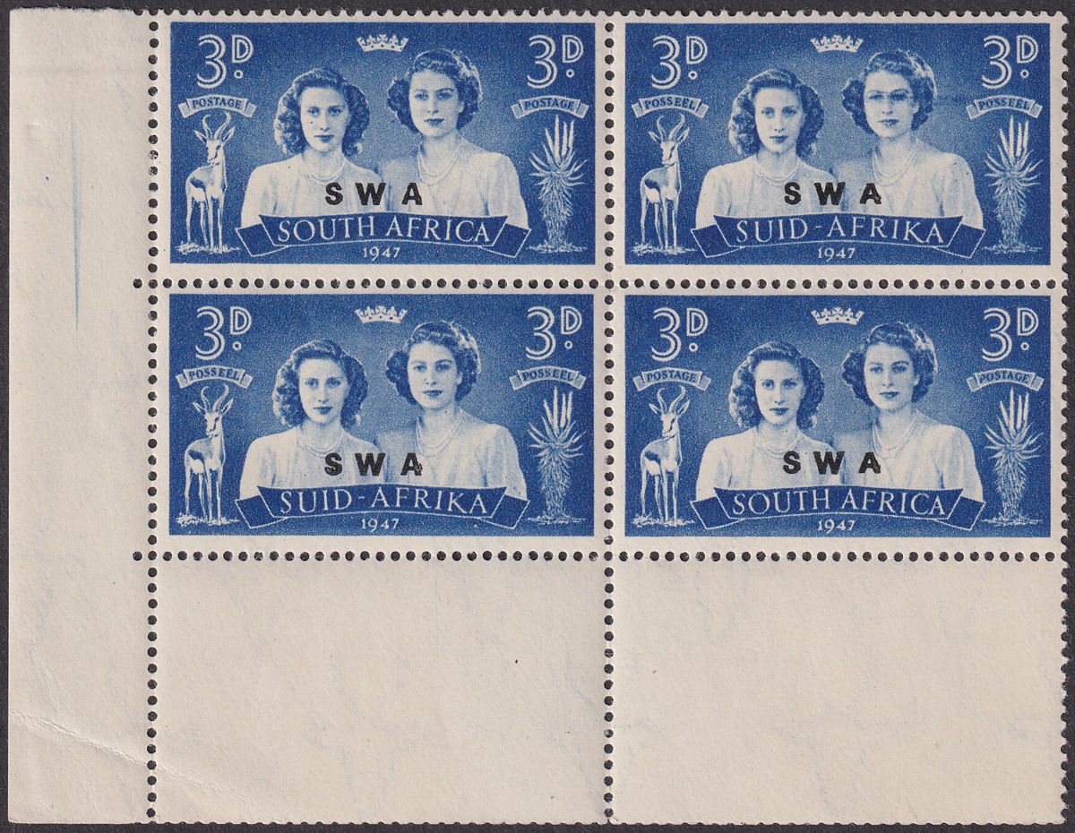 South West Africa 1947 KGVI Royal Visit 3d Mint Black-eyed Princess Var SG136a