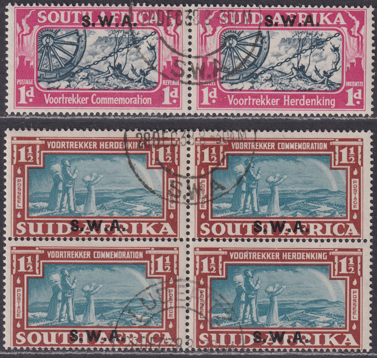 South West Africa 1938 KGVI Voortrekker Commemoration Used SG109-110 cat £58