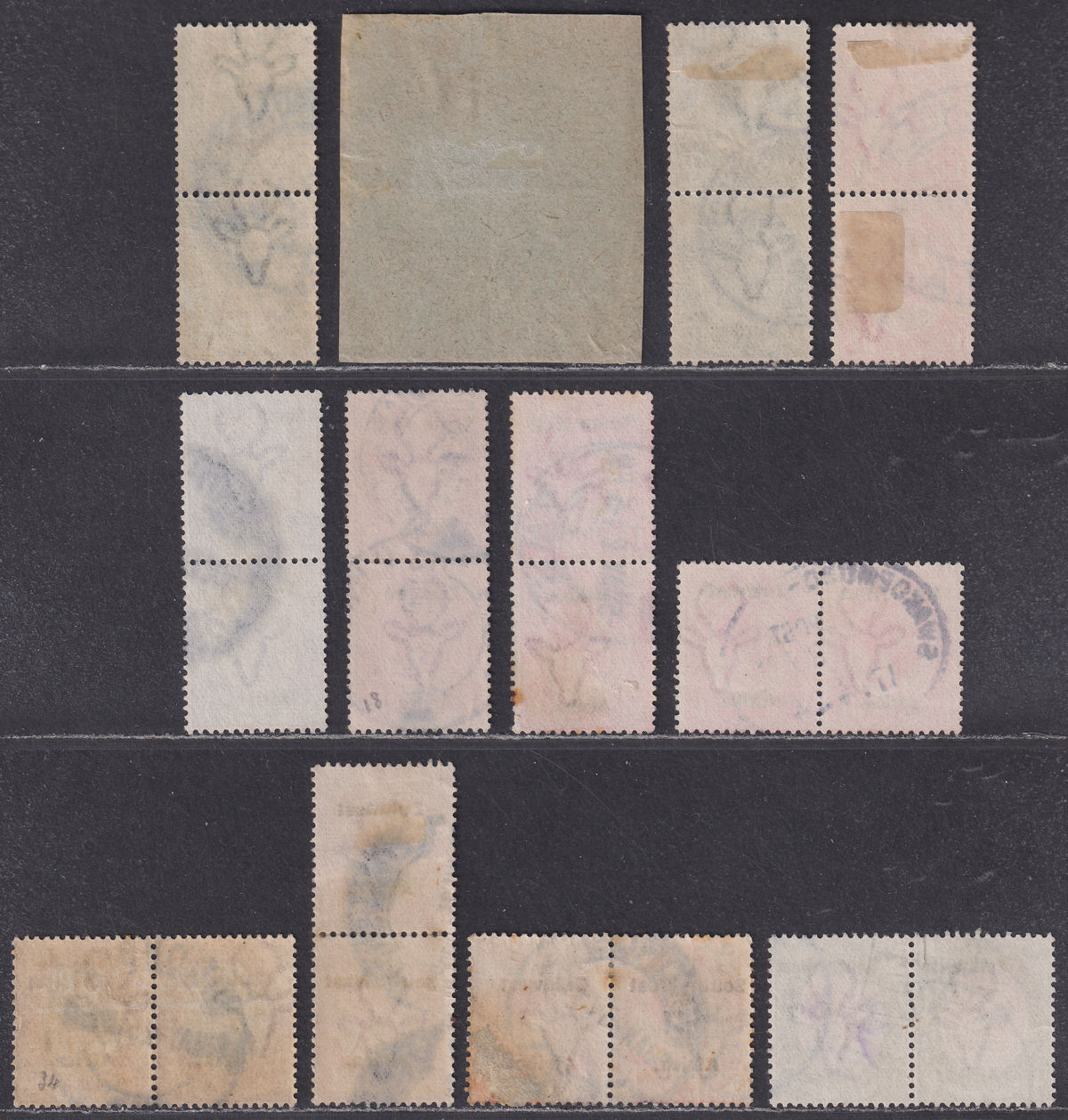 South West Africa 1923-26 KGV Overprint Pairs Selection to 6d Used