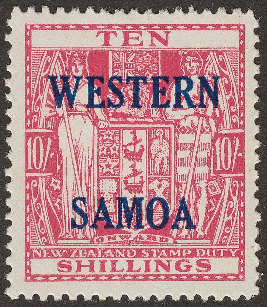 Samoa 1955 QEII Postal Fiscal 10sh Carmine-Lake Mint SG233