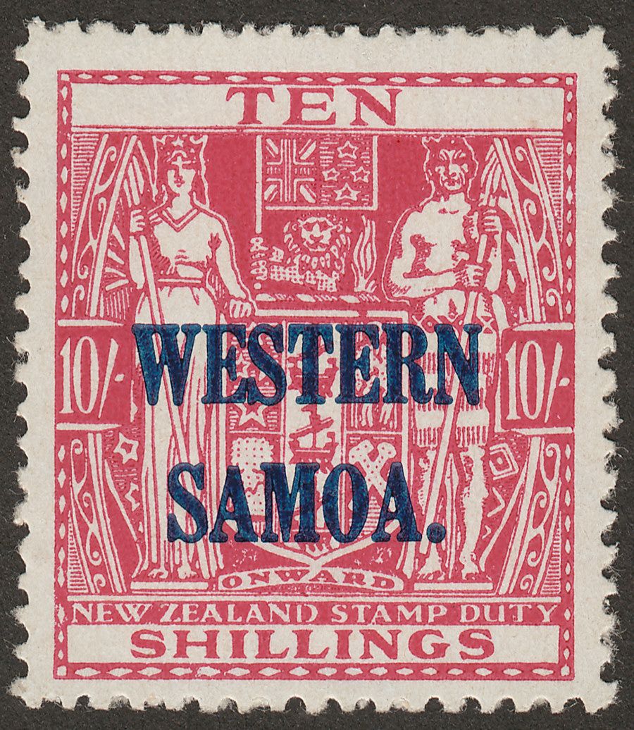 Samoa 1946 KGVI Postal Fiscal 10sh Carmine-Lake Mint SG209