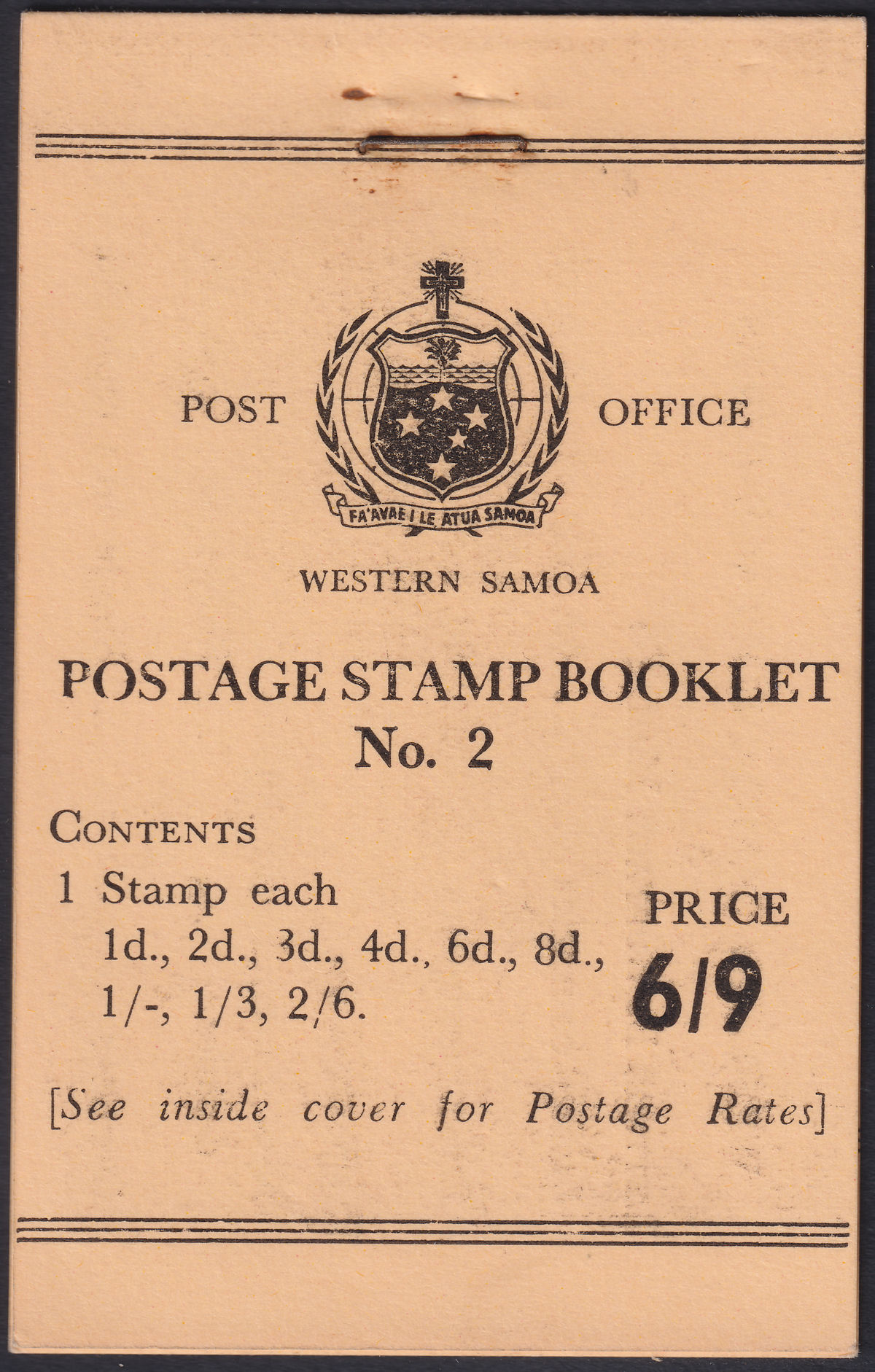 Samoa 1962 QEII Complete 6sh9d Stamp Booklet No 2 Mint SB7 cat £50