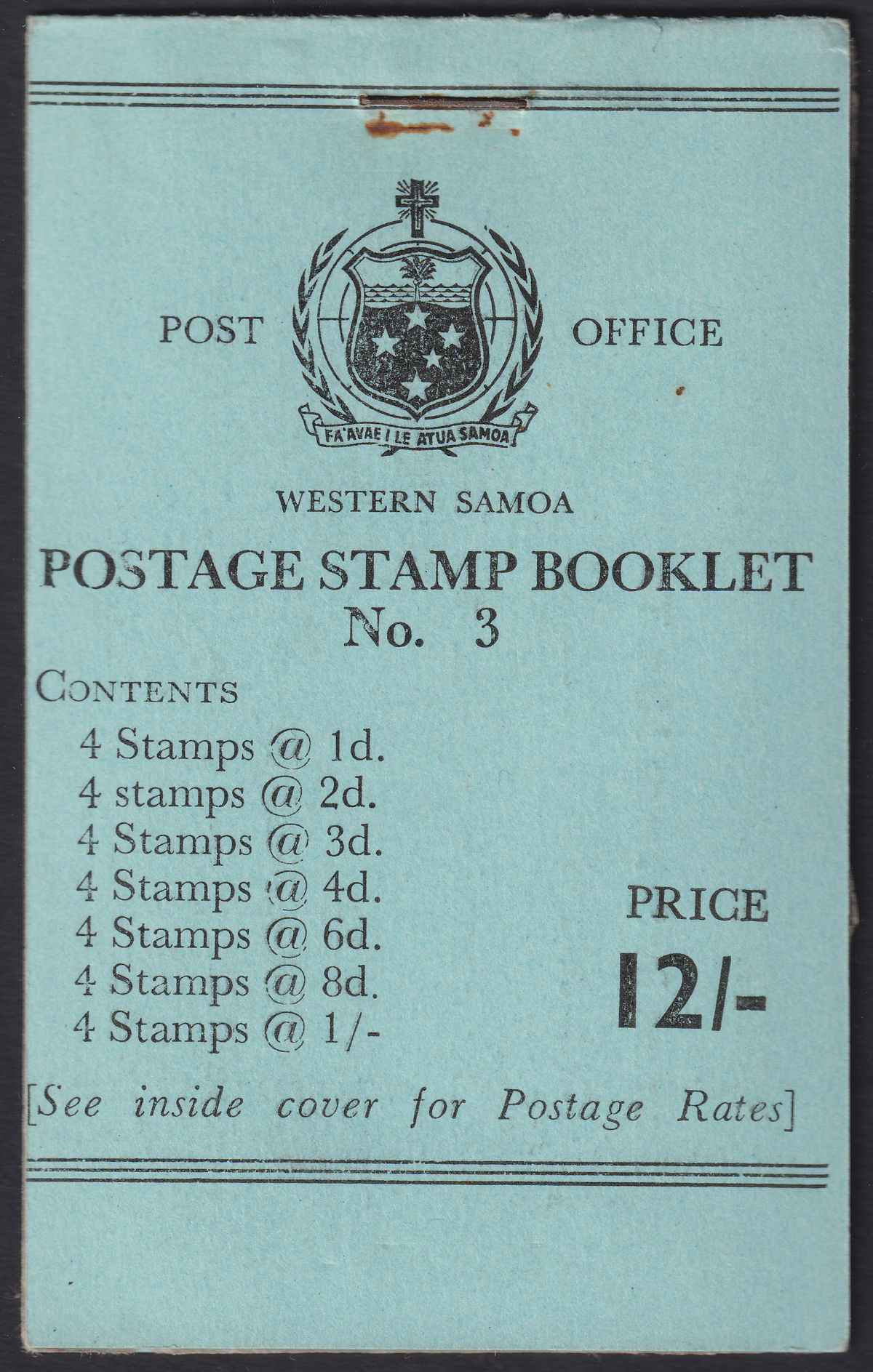 Samoa 1962 QEII Complete 12sh Stamp Booklet No 3 Mint SB10 cat £50
