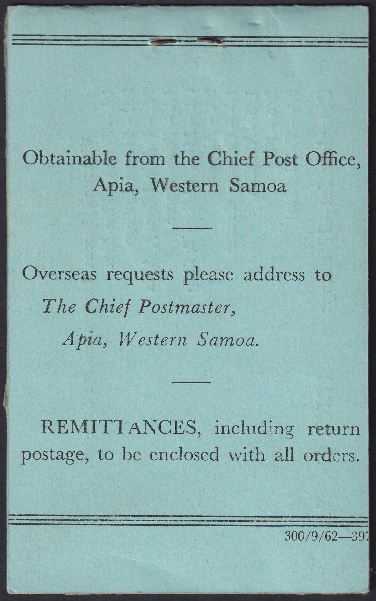 Samoa 1962 QEII Complete 12sh Stamp Booklet No 3 Mint SB10 cat £50