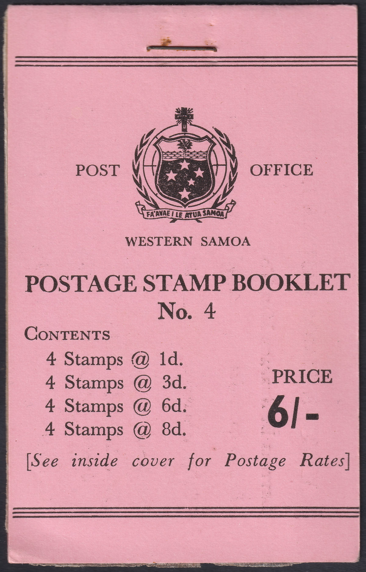 Samoa 1962 QEII Complete 6sh Stamp Booklet No 4 Mint SB9 cat £50