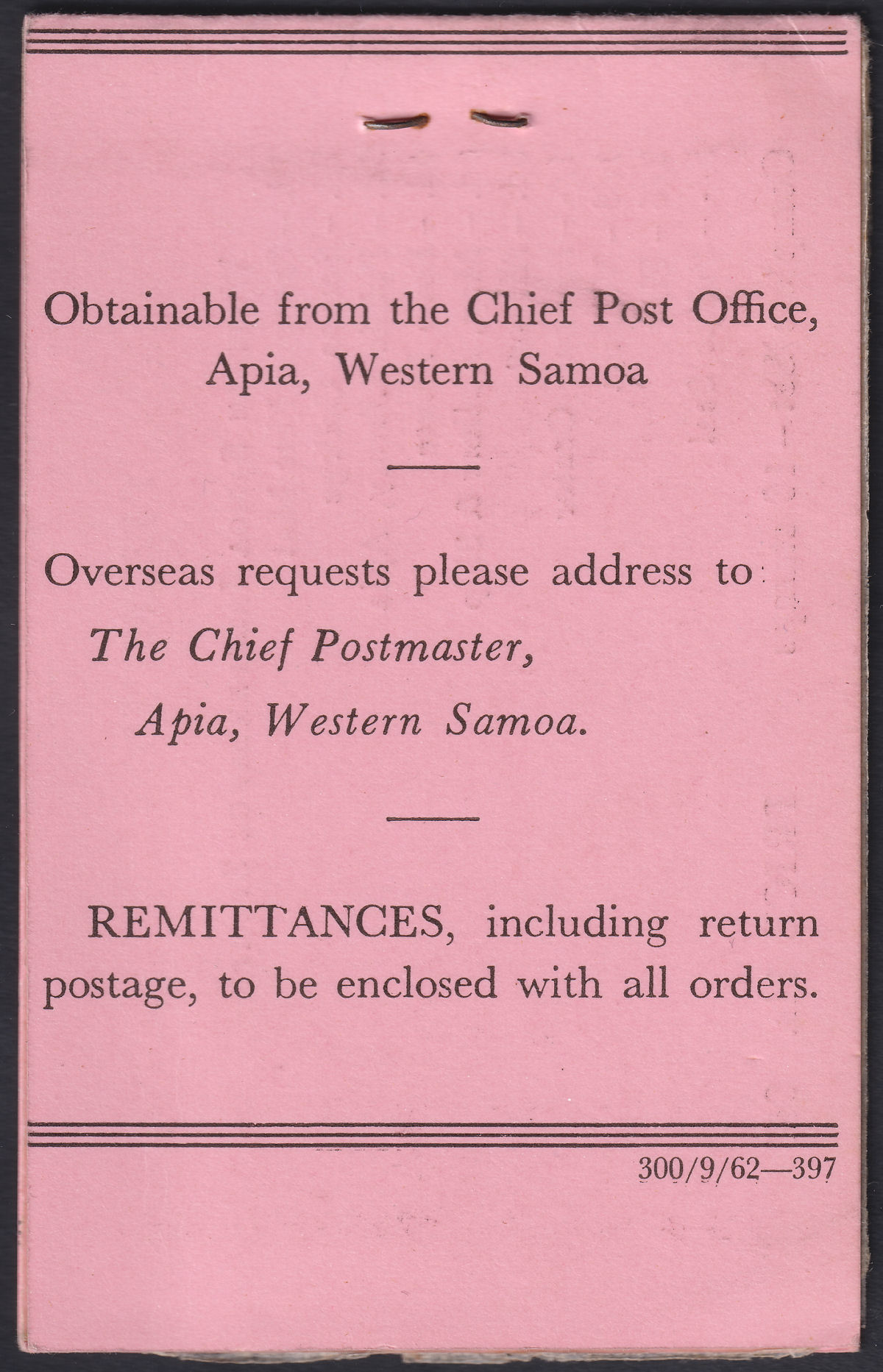 Samoa 1962 QEII Complete 6sh Stamp Booklet No 4 Mint SB9 cat £50