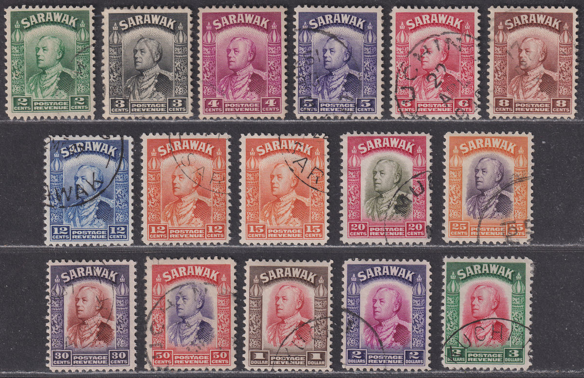 Sarawak 1934-41 KGV Charles Vyner Brooke Part Set to $3 Used