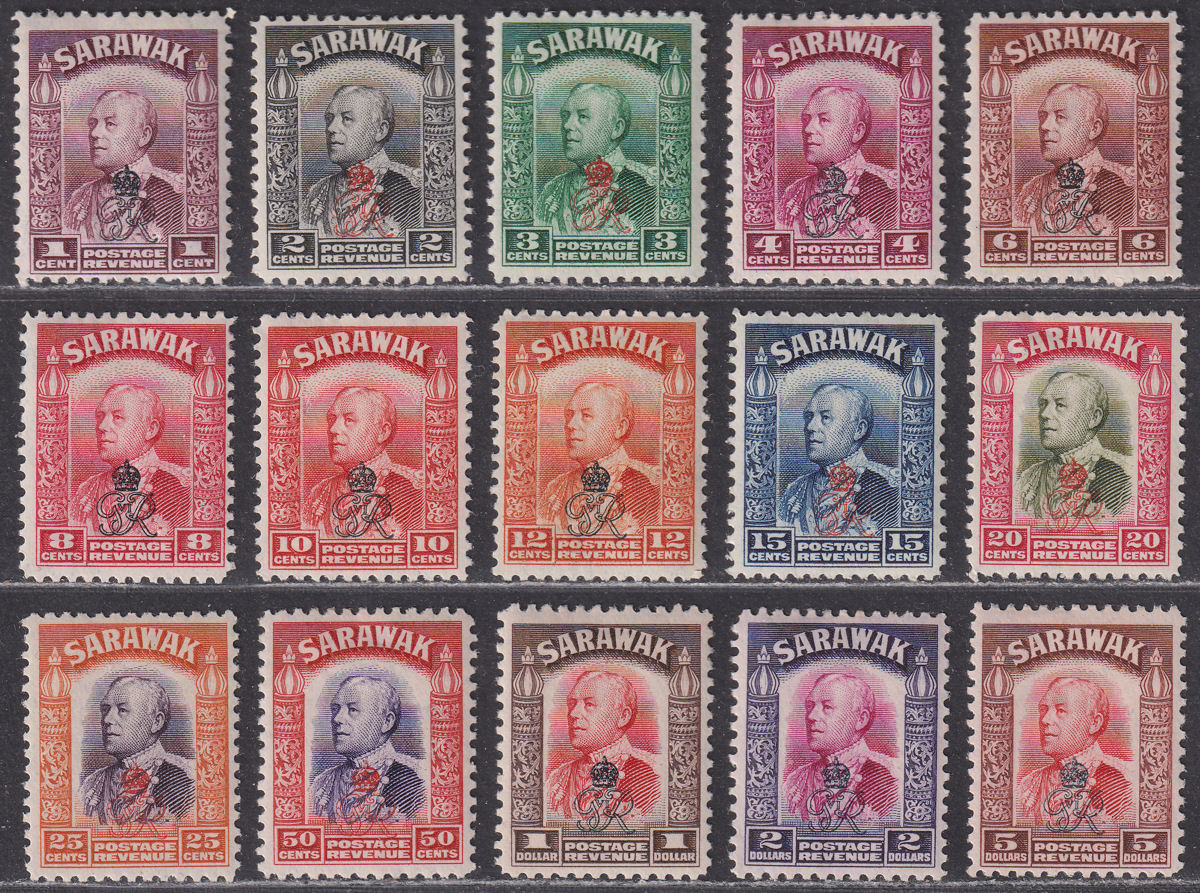 Sarawak 1947 KGVI Brooke Crown Colony Overprint Set Mint SG150-164 cat £24
