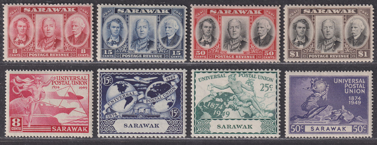 Sarawak 1946-47 Centenary Issue Set / 75th Anniv of UPU Set Mint cat £45 faults