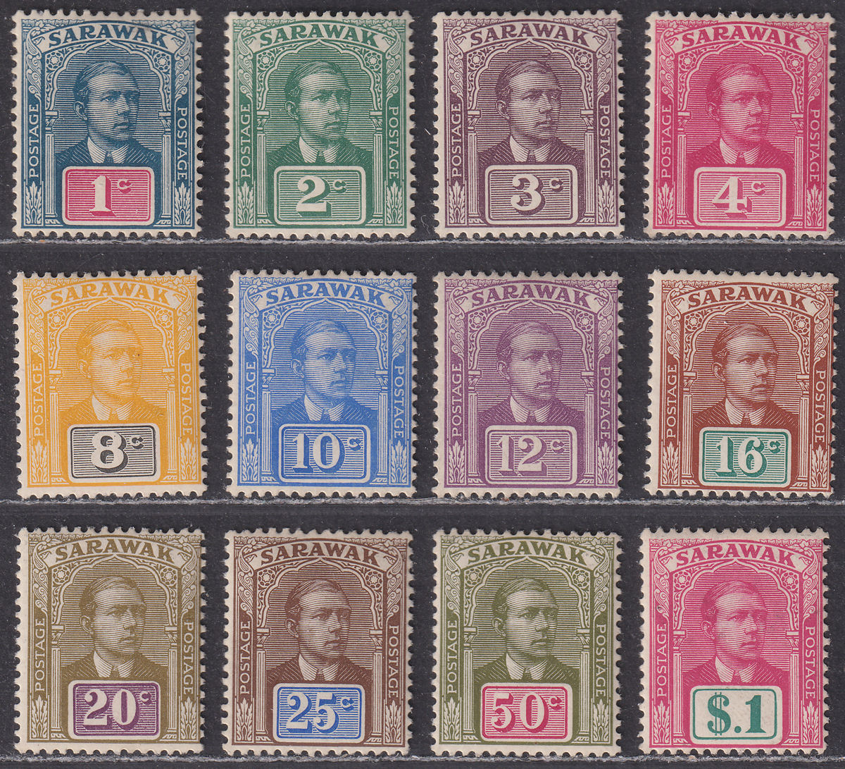 Sarawak 1918 KGV Sir Charles Vyner Brooke Set Mint SG50-61 cat £140