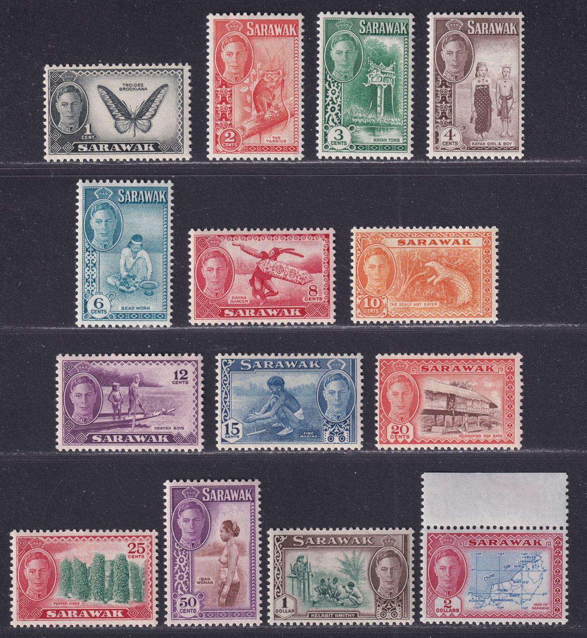 Sarawak 1950 King George VI Set to $2 UM Mint SG171-184 cat £100 MNH