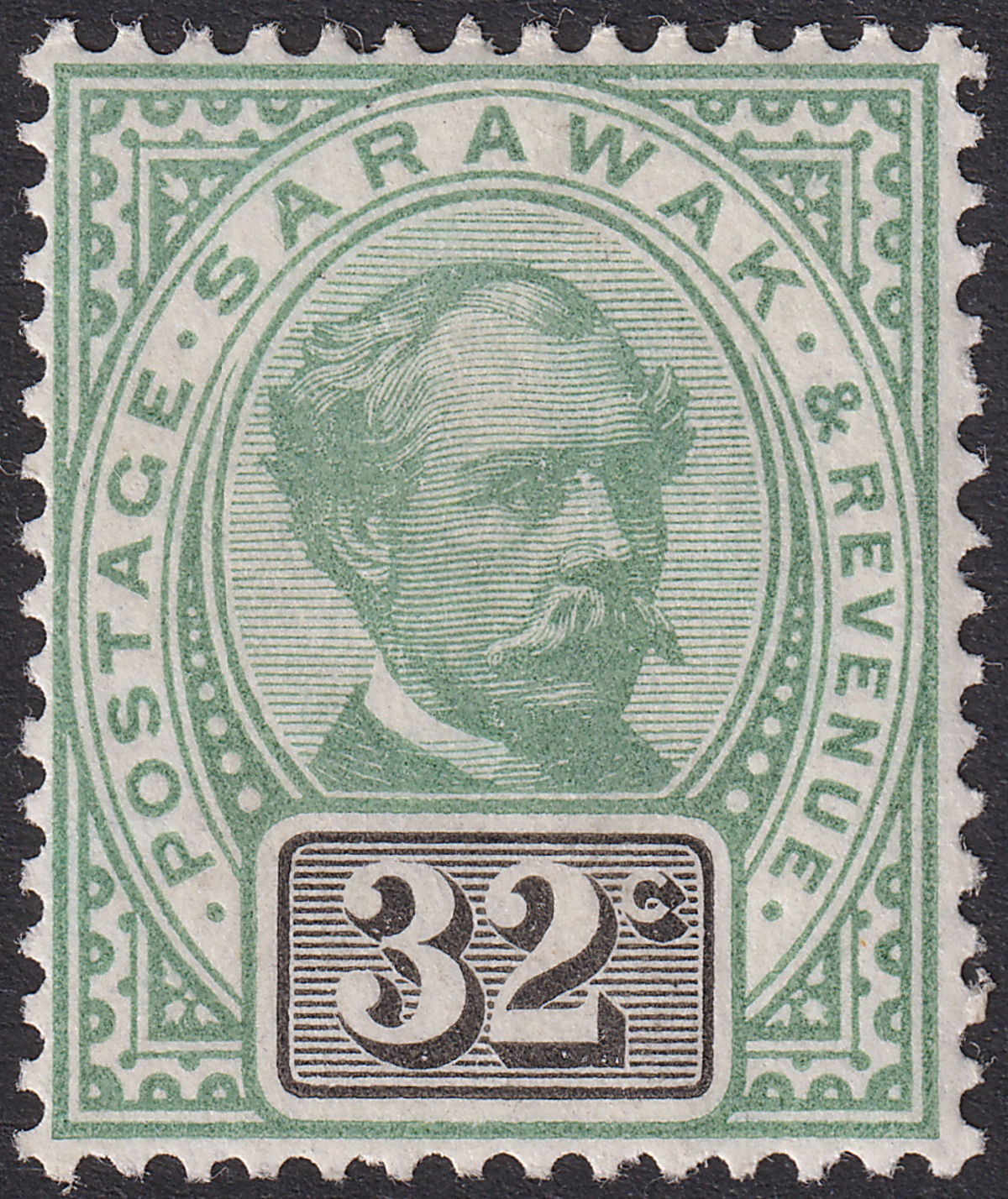 Sarawak 1897 QV Sir Charles Brooke 32c Green and Black Mint SG19 cat £70