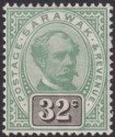Click for more photos and details Sarawak 1897 QV Sir Charles Brooke 32c Green and Black Mint SG19 cat £70