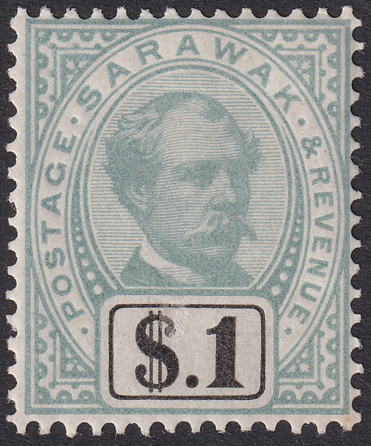 Sarawak 1897 QV Sir Charles Brooke $1 Green and Black Mint SG21 cat £130