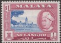 Click for more photos and details Malaya Selangor 1957 Sultan Ismail $1 Ultramarine and Reddish Purple Mint SG125