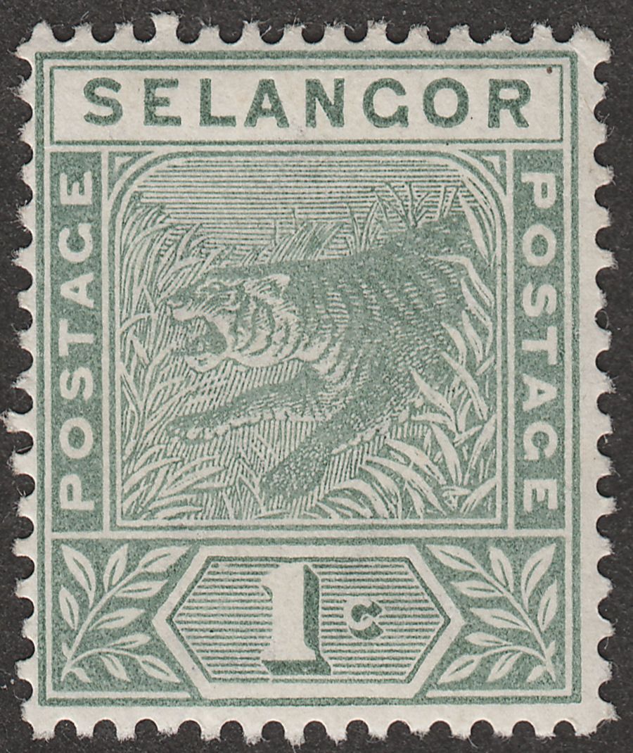 Malaya Selangor 1893 QV Leaping Tiger 1c Green Mint SG49