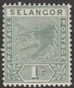 Click for more photos and details Malaya Selangor 1893 QV Leaping Tiger 1c Green Mint SG49