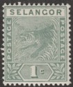 Malaya Selangor 1893 QV Leaping Tiger 1c Green Mint SG49