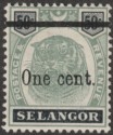 Click for more photos and details Malaya Selangor 1900 QV Tiger 1c Surcharge on 50c Mint SG66b