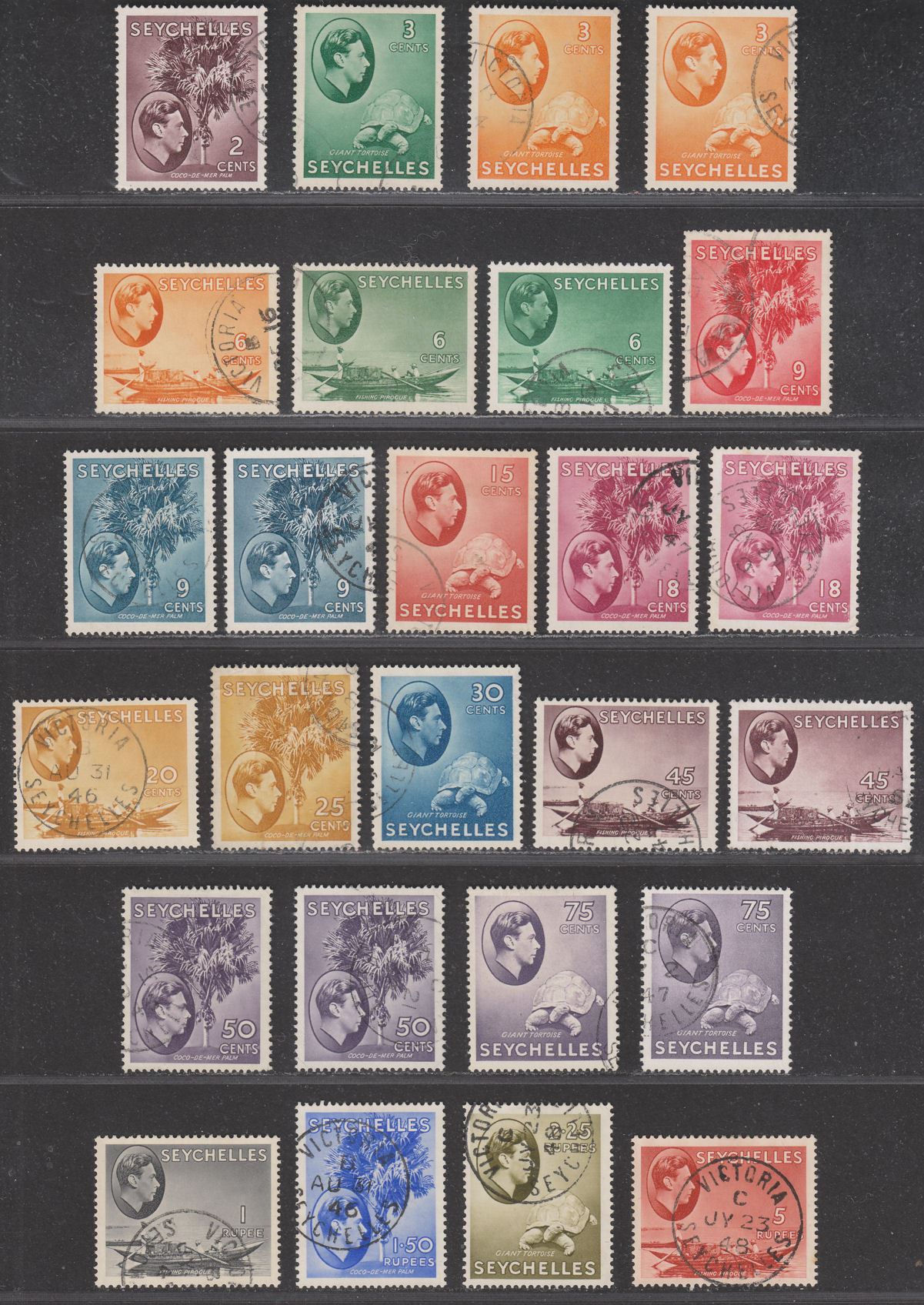 Seychelles 1938 King George VI Part Set to 5r Used