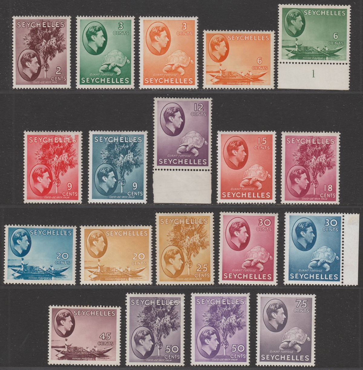 Seychelles 1938 King George VI Part Set to 75c Mint
