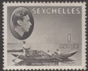 Click for more photos and details Seychelles 1941 KGVI Pirogue 1r Grey-Black Chalky Mint SG146a cat £70 toned gum