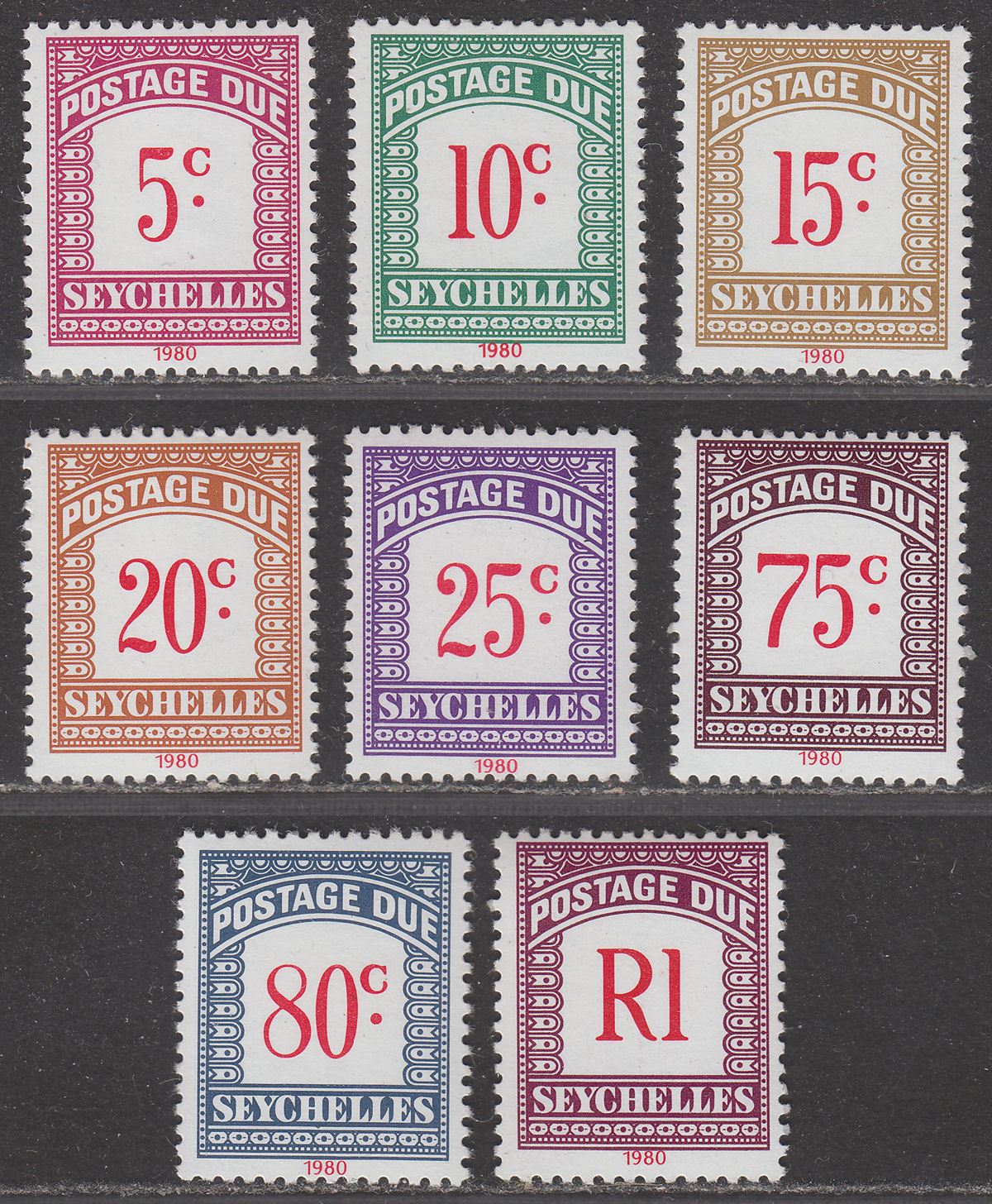 Seychelles 1980 Postage Due Set Mint SG D11-D18