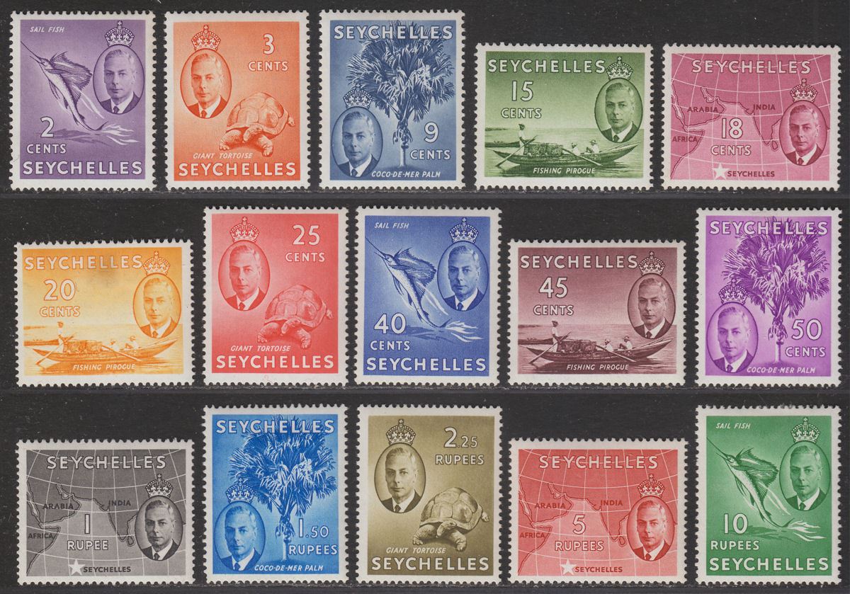Seychelles 1952 King George VI Set Mint SG158-172 cat £90