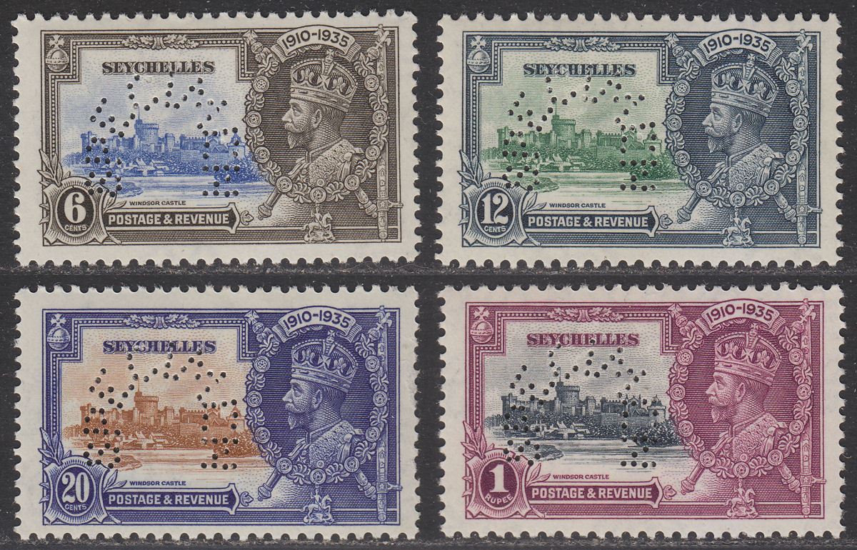Seychelles 1935 KGV Silver Jubilee SPECIMEN Perf Set Mint SG128s-131s cat £150