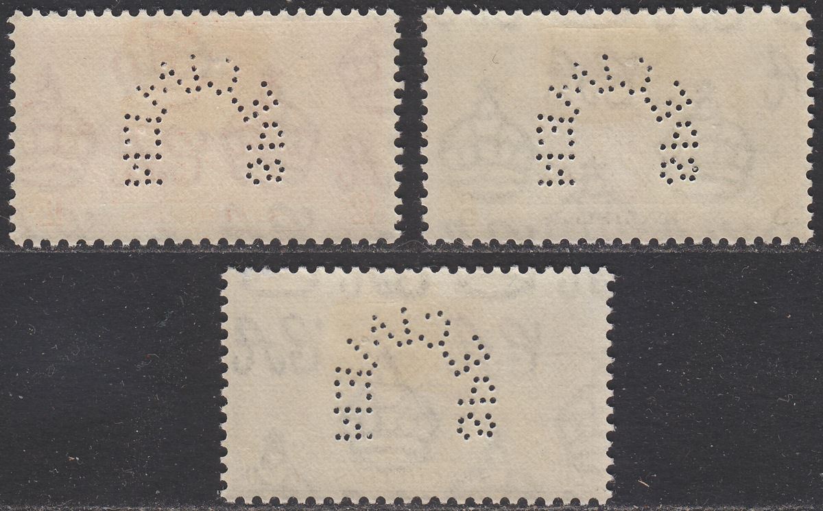 Seychelles 1937 KGVI Coronation SPECIMEN Perf Set Mint SG132s-134s cat £95