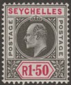 Seychelles 1903 KEVII 1r50c Black and Carmine Mint SG55