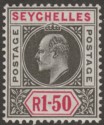 Click for more photos and details Seychelles 1903 KEVII 1r50c Black and Carmine Mint SG55