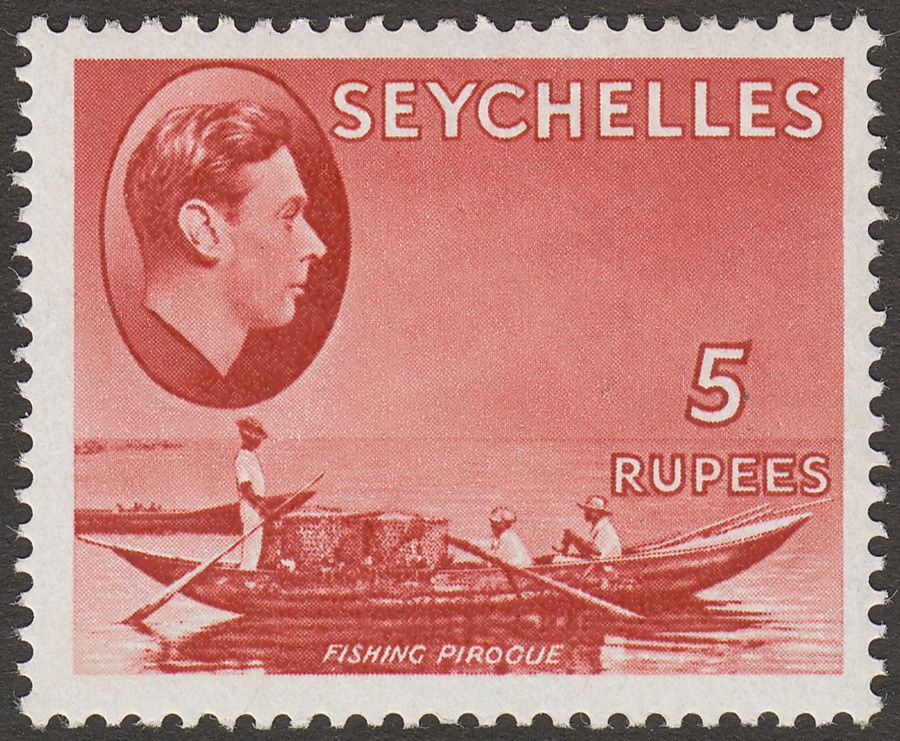 Seychelles 1942 KGVI Pirogue 5r Red Mint SG149a