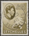 Click for more photos and details Seychelles 1938 KGVI Tortoise 2r25c Olive Chalky Used SG148